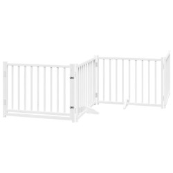 Barrière pour chiens avec porte 4 panneaux bois de sapin massif 561592561592