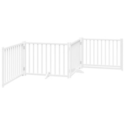 Barrière pour chiens avec porte 4 panneaux bois de sapin massif 561592561592