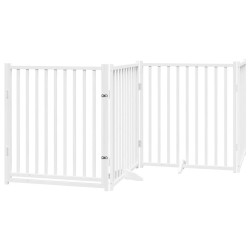 Barrière pour chiens avec porte 4 panneaux bois de sapin massif 561594561594