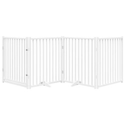 Barrière pour chiens avec porte 4 panneaux bois de sapin massif 561594561594
