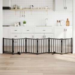 Barrière pour chiens avec porte 6 panneaux bois de sapin massif 561596561596