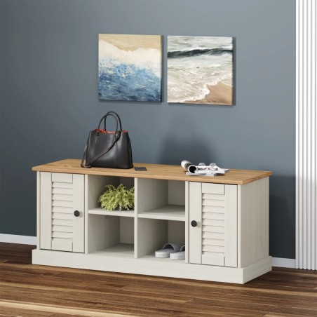 Banc à chaussures VIGO blanc 106x35x45 cm bois massif de pin 561601561601