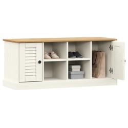 Banc à chaussures VIGO blanc 106x35x45 cm bois massif de pin 561601561601