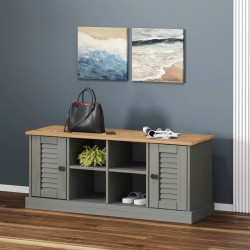 Banc à chaussures VIGO gris 106x35x45 cm bois massif de pin 561602561602