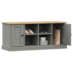 Banc à chaussures VIGO gris 106x35x45 cm bois massif de pin 561602561602