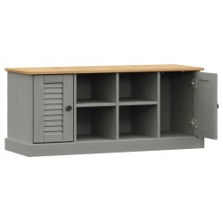 Banc à chaussures VIGO gris 106x35x45 cm bois massif de pin 561602561602