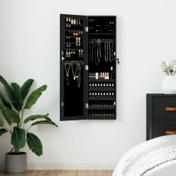 Armoire à bijoux avec miroir murale noir 30x8,5x106 cm 561603561603
