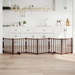 Barrière pour chiens avec porte 6 panneaux bois de sapin massif 561606561606