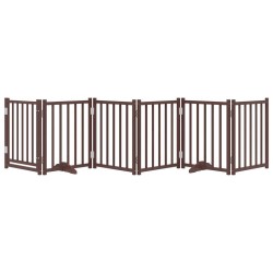 Barrière pour chiens avec porte 6 panneaux bois de sapin massif 561606561606