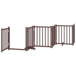 Barrière pour chiens avec porte 6 panneaux bois de sapin massif 561606561606