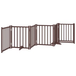 Barrière pour chiens avec porte 6 panneaux bois de sapin massif 561606561606
