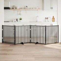 Barrière pour chiens avec porte 4 panneaux bois de sapin massif 561610561610