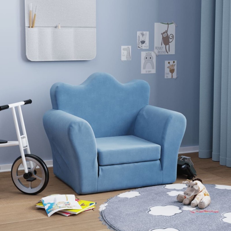 Canapé-lit pour enfants bleu peluche douce 561644561644