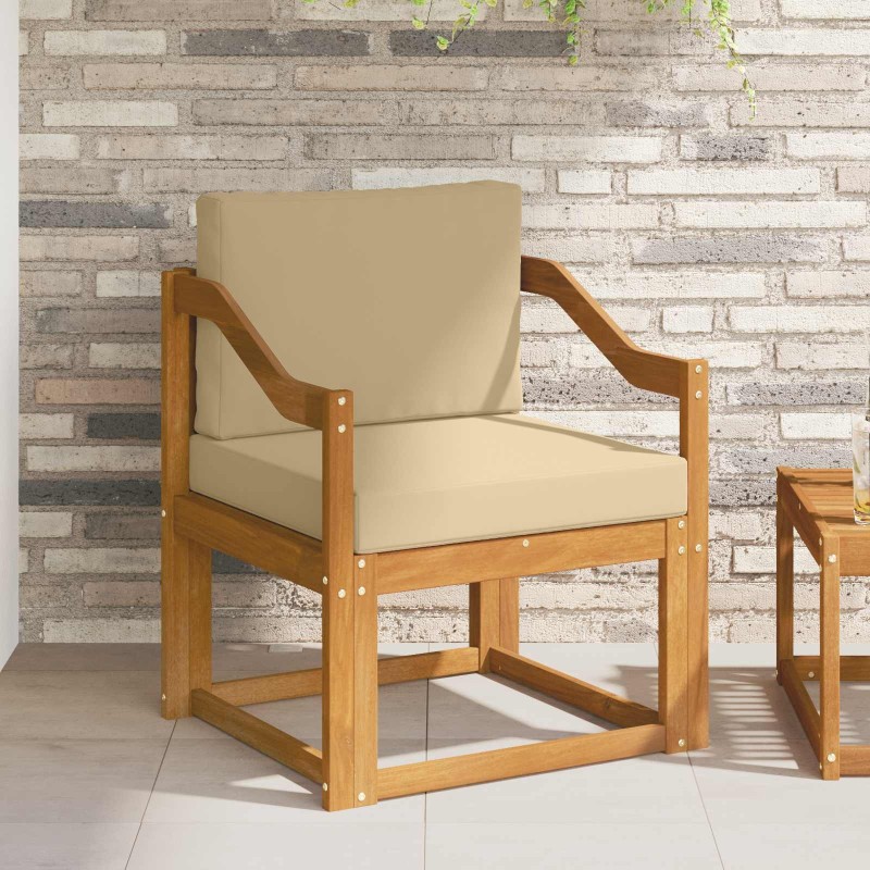 Canapé d’extérieur Bois d'acacia massif et polyester Naturel 561721561721