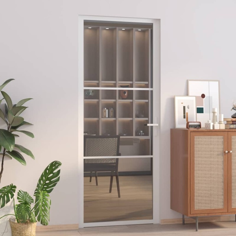 Porte intérieure 83x201,5 cm Blanc Verre ESG et aluminium 561768561768
