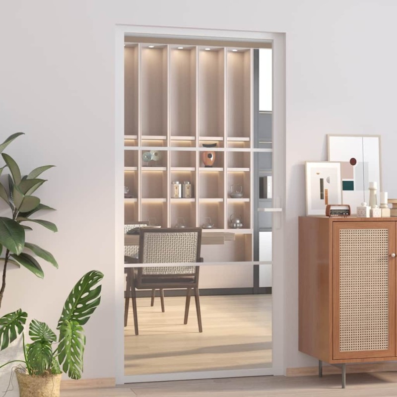 Porte intérieure 102,5x201,5 cm Blanc Verre ESG et aluminium 561769561769