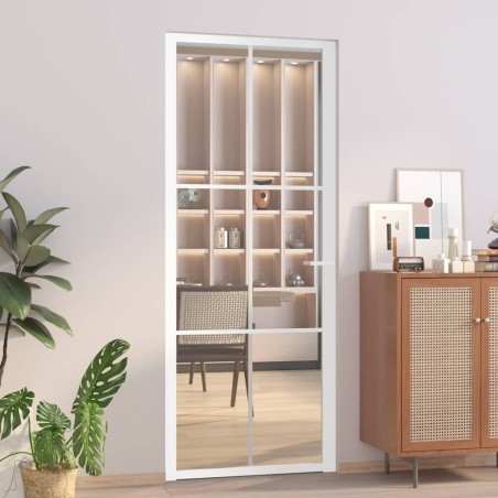 Porte intérieure 83x201,5 cm Blanc Verre ESG et aluminium 561786561786