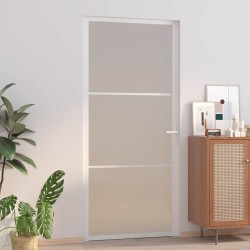 Porte intérieure 93x201,5 cm Blanc Verre mat et aluminium 561803561803