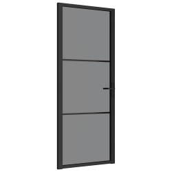 Porte intérieure 83x201,5 cm Noir Verre ESG et aluminium 561815561815