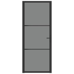 Porte intérieure 83x201,5 cm Noir Verre ESG et aluminium 561815561815