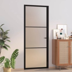 Porte intérieure 83x201,5 cm Noir Verre mat et aluminium 561855561855