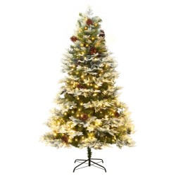 Sapin de Noël pré-éclairé et pommes de pin vert 195cm PVC et PE 561875561875