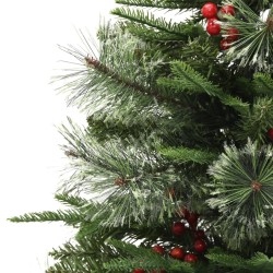 Sapin de Noël pré-éclairé et pommes de pin vert 120cm PVC et PE 561887561887