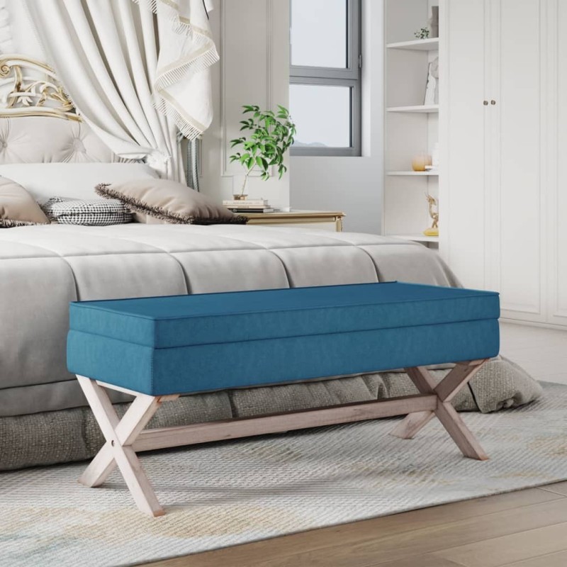 Tabouret de rangement Bleu 110x45x49 cm Velours 561920561920