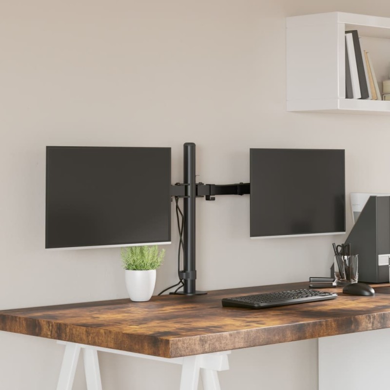 Support de moniteur double noir acier VESA 75/100 mm 561943561943