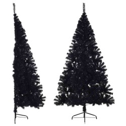 Demi sapin de Noël artificiel avec support Noir 210 cm PVC 561967561967