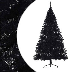 Demi sapin de Noël artificiel avec support Noir 210 cm PVC 561967561967
