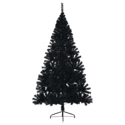 Demi sapin de Noël artificiel avec support Noir 210 cm PVC 561967561967