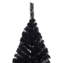 Demi sapin de Noël artificiel avec support Noir 210 cm PVC 561967561967