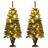 Arbres de Noël artificiels 2 pcs et couronne, guirlande et LED 561975561975