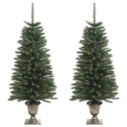 Arbres de Noël artificiels 2 pcs et couronne, guirlande et LED 561975561975