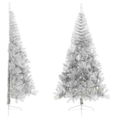 Demi sapin de Noël artificiel avec support argenté 210 cm PET 561976561976