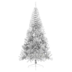 Demi sapin de Noël artificiel avec support argenté 210 cm PET 561976561976