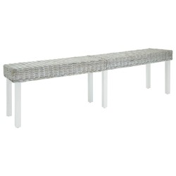 Banc Blanc 160x35x45 cm Rotin kubu naturel et acajou solide 561977561977