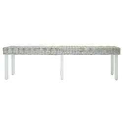 Banc Blanc 160x35x45 cm Rotin kubu naturel et acajou solide 561977561977