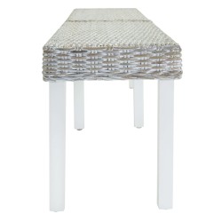 Banc Blanc 160x35x45 cm Rotin kubu naturel et acajou solide 561977561977