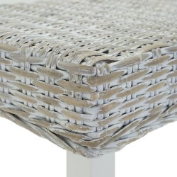 Banc Blanc 160x35x45 cm Rotin kubu naturel et acajou solide 561977561977