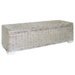 Boîte de rangement Blanc 110 cm Rotin kubu naturel et acajou 561979561979