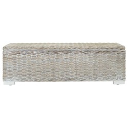 Boîte de rangement Blanc 110 cm Rotin kubu naturel et acajou 561979561979