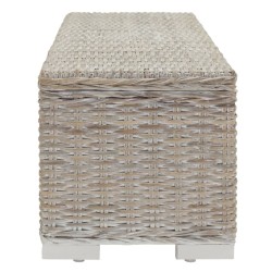 Boîte de rangement Blanc 110 cm Rotin kubu naturel et acajou 561979561979