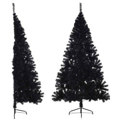 Demi sapin de Noël artificiel avec support Noir 180 cm PVC 561983561983