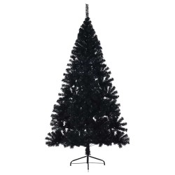 Demi sapin de Noël artificiel avec support Noir 180 cm PVC 561983561983