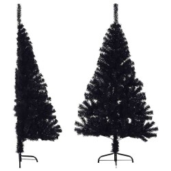 Demi sapin de Noël artificiel avec support Noir 150 cm PVC 561984561984