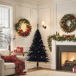 Demi sapin de Noël artificiel avec support Noir 150 cm PVC 561984561984