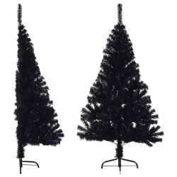 Demi sapin de Noël artificiel avec support Noir 120 cm PVC 561985561985