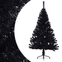 Demi sapin de Noël artificiel avec support Noir 120 cm PVC 561985561985
